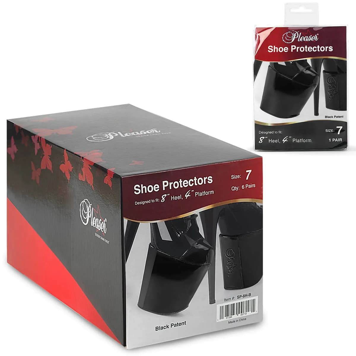 Pleaser SP-8H-W Plateau und Zehen Schuhschützer mit Klettverschluss 8" Heel Weiß