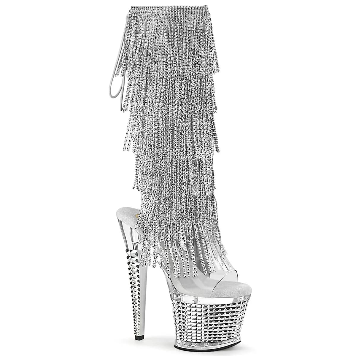 Pleaser SPECTATOR-2017RSF Damen Stiefel Transparent Silber EU 38