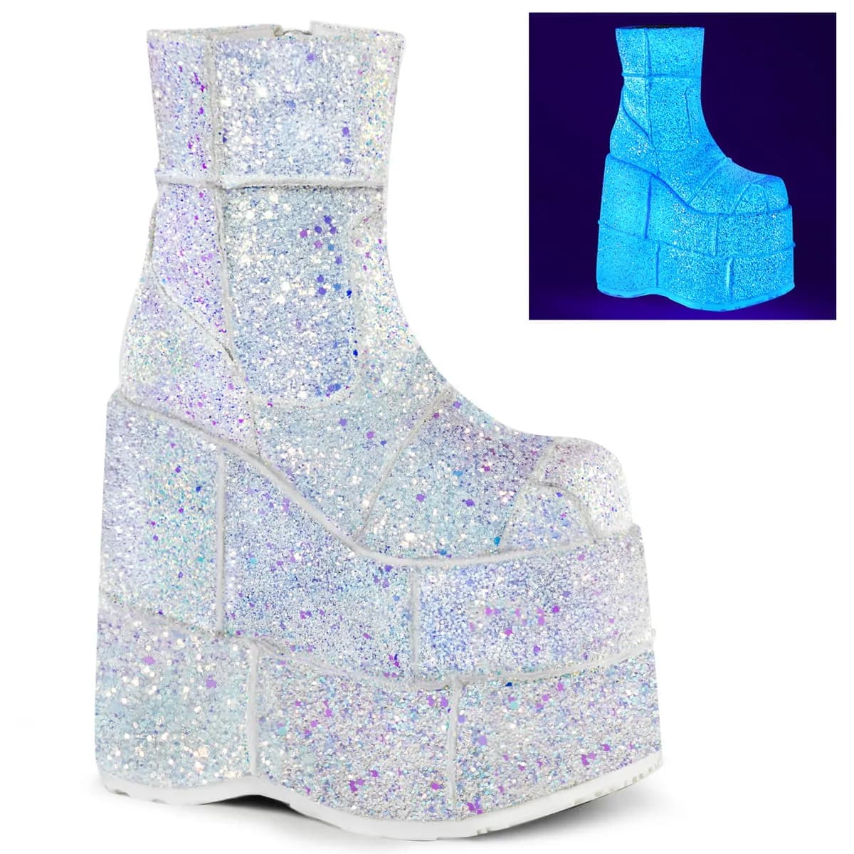 DemoniaCult STACK-201G Unisex Stiefelette Weiß Mehrfarbig EU 39