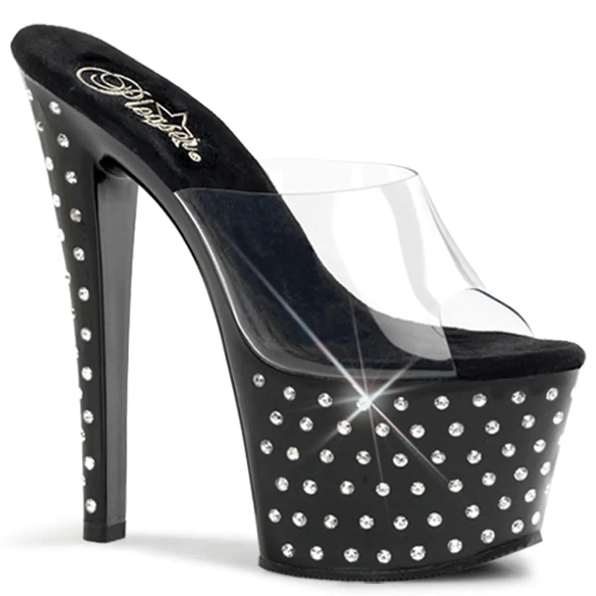 Pleaser STARDUST-701 Damen Slipper Transparent Schwarz EU 39