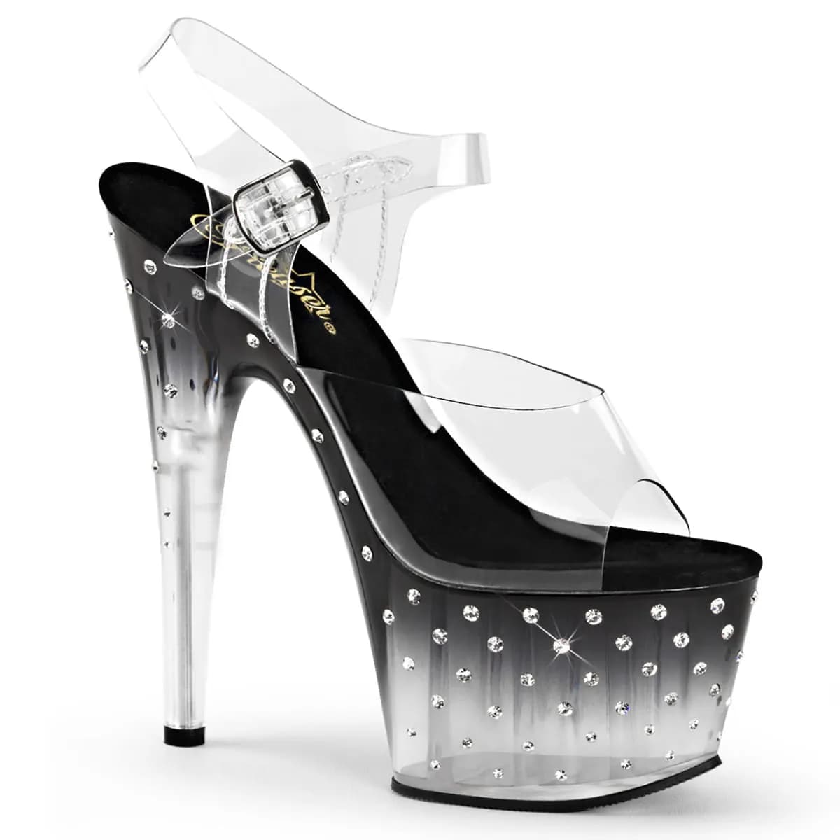 Pleaser STARDUST-708T Damen Sandale Transparent Schwarz EU 40