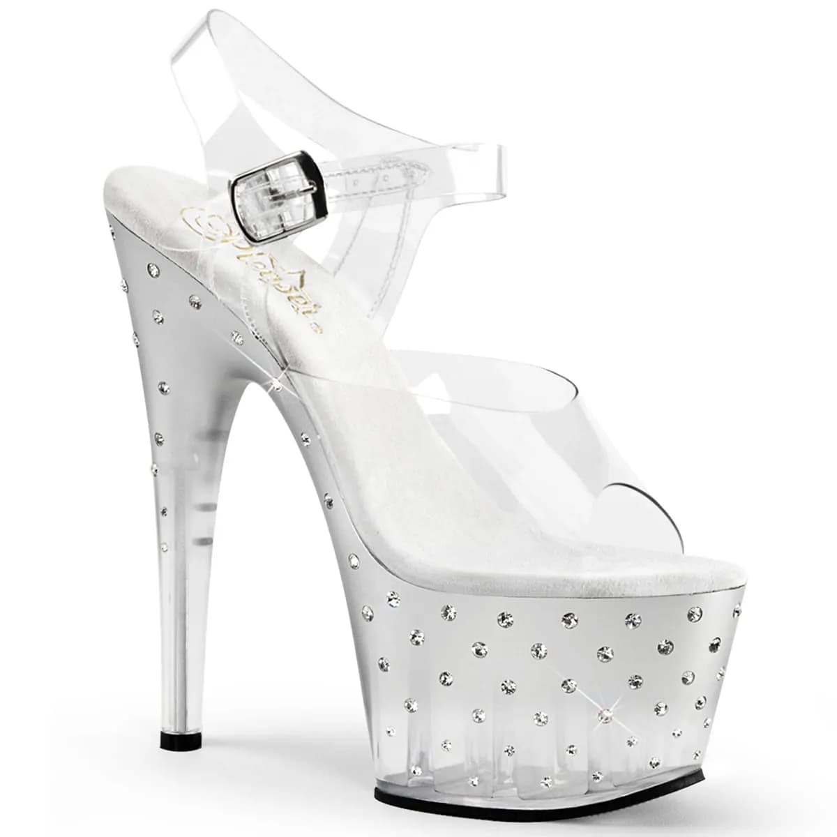 Pleaser STARDUST-708T Damen Sandale Transparent Silber EU 35