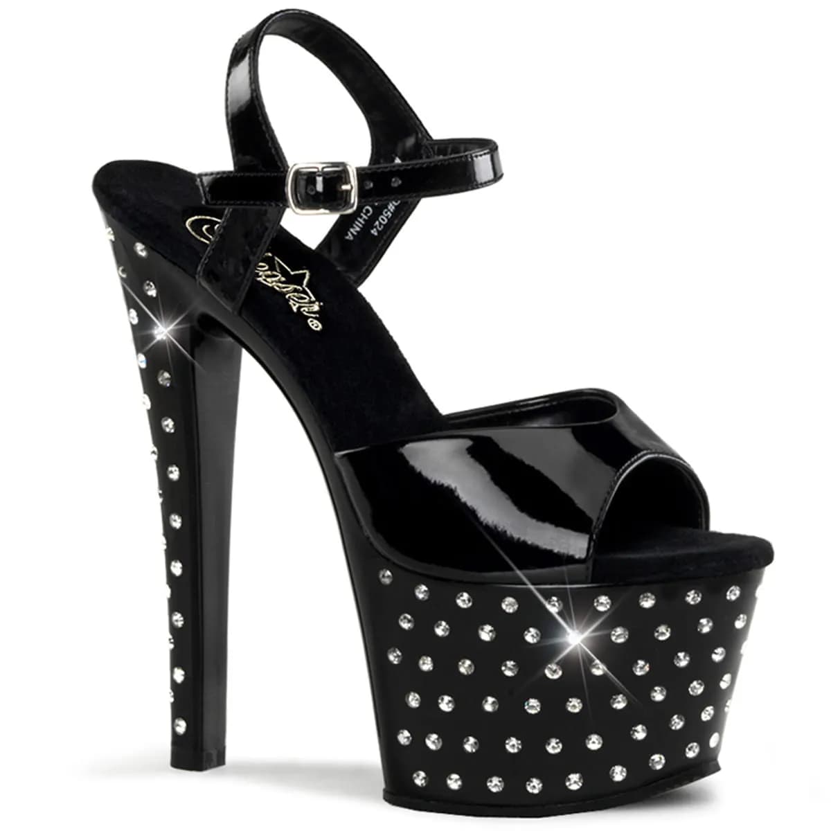 Pleaser STARDUST-709 Damen Sandale Schwarz Glanz EU 40