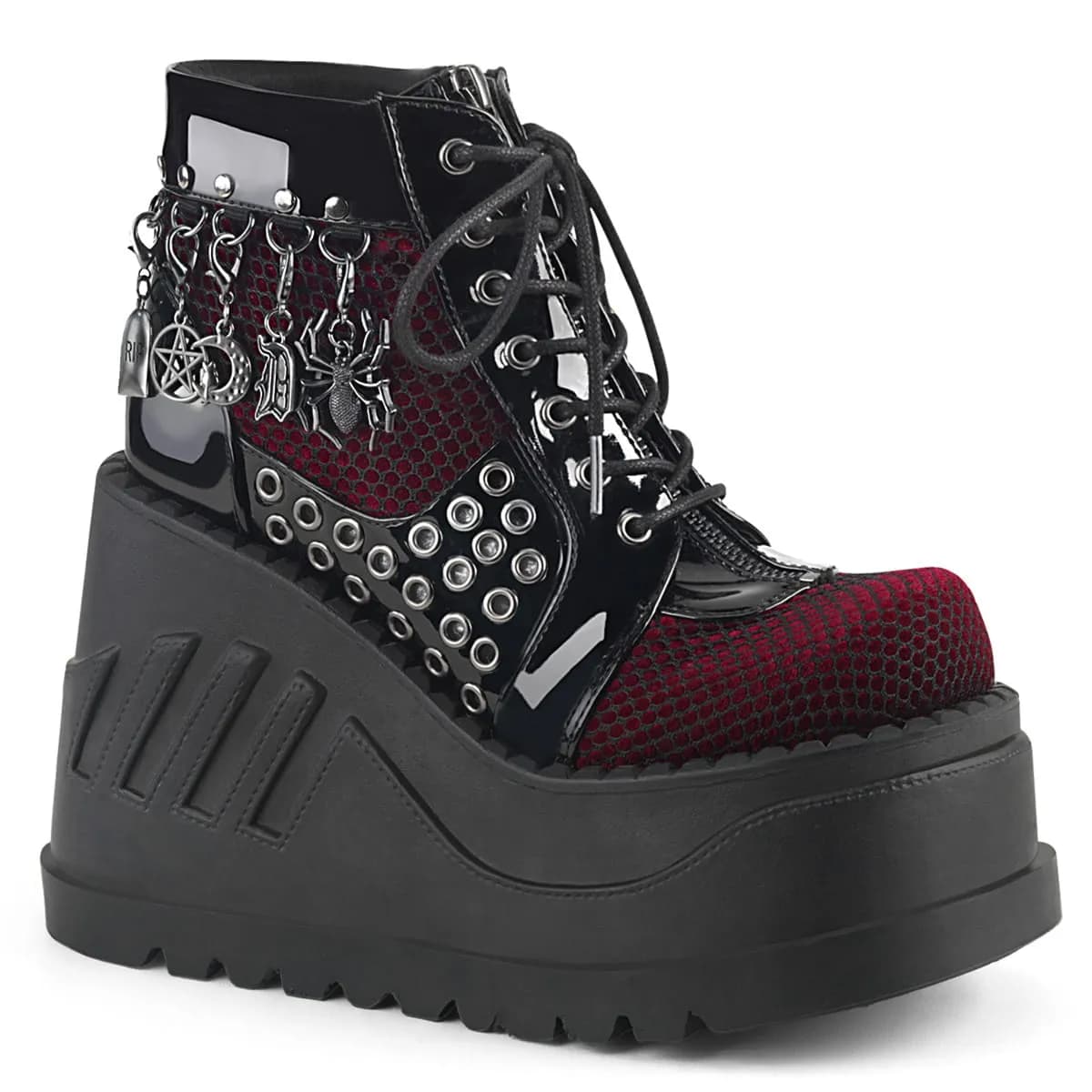 DemoniaCult STOMP-18 Damen Stiefelette Schwarz Dunkelrot EU 39