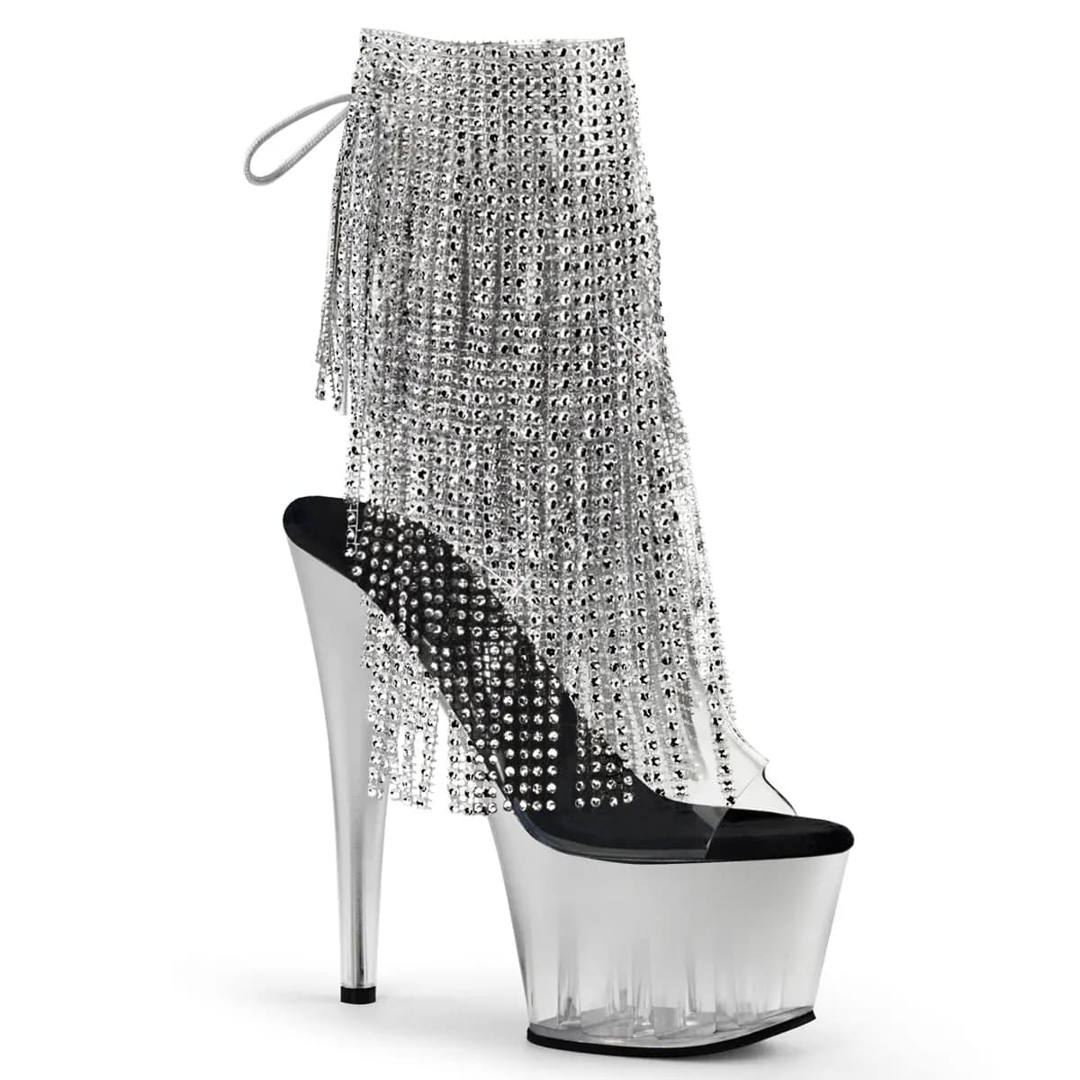 Pleaser ADORE-1017RSFT Damen Stiefelette Transparent Silber EU 40