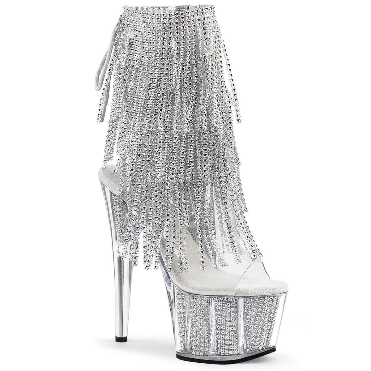 Pleaser ADORE-1017SRS Damen Stiefelette Transparent Silber EU 37
