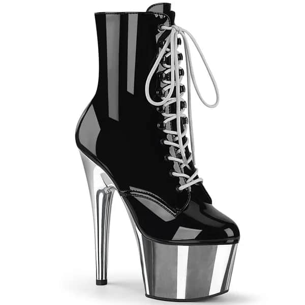 Pleaser ADORE-1020 Damen Stiefelette Schwarz Silber EU 39