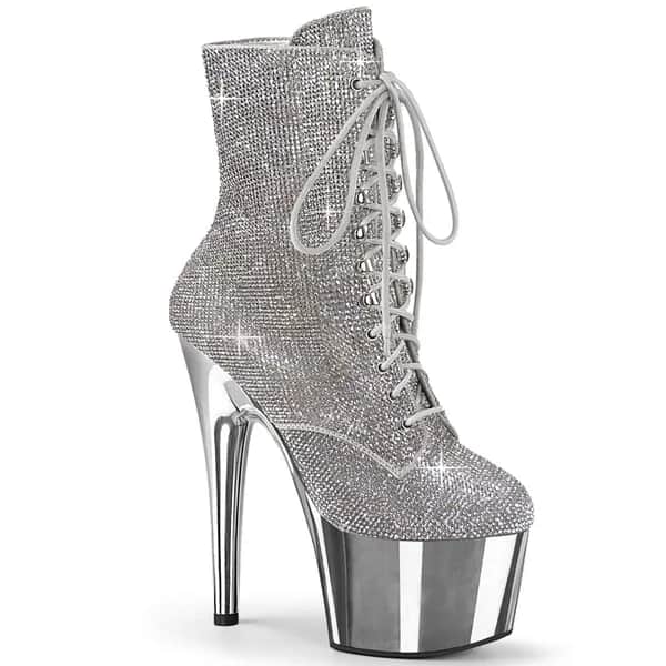 Pleaser ADORE-1020CHRS Damen Stiefelette Silber EU 42