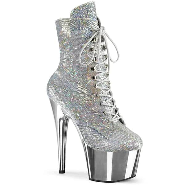 Pleaser ADORE-1020SQ-02 Damen Stiefelette Silber EU 41