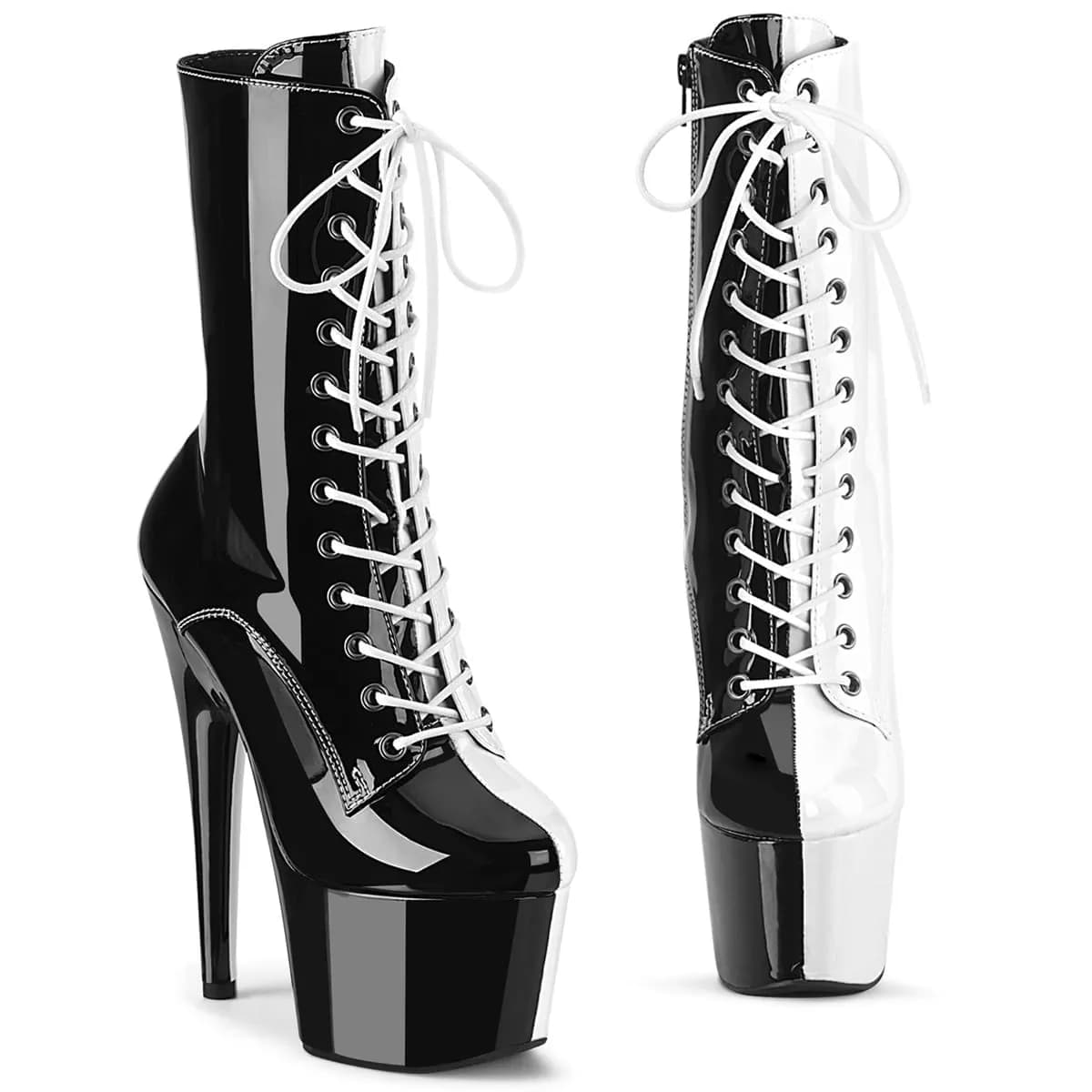 Pleaser ADORE-1040TT Damen Stiefelette Schwarz Weiß EU 41