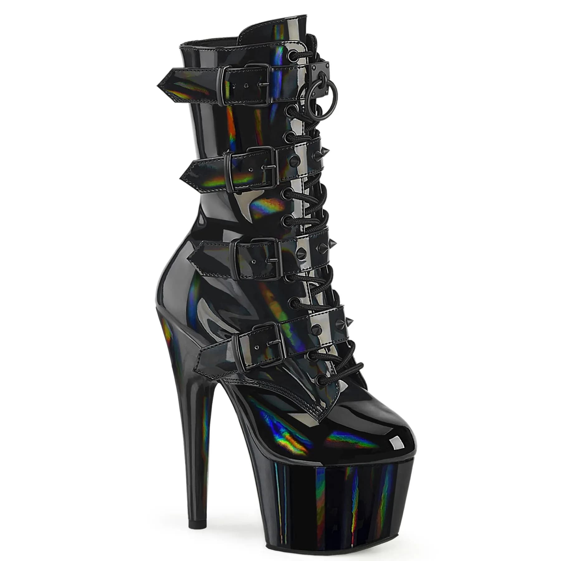 Pleaser ADORE-1046 Damen Stiefelette Schwarz Hologlanz EU 37