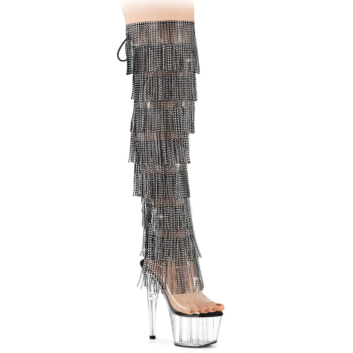 Pleaser ADORE-3019C-RSF Damen Stiefel Transparent Schwarz EU 38