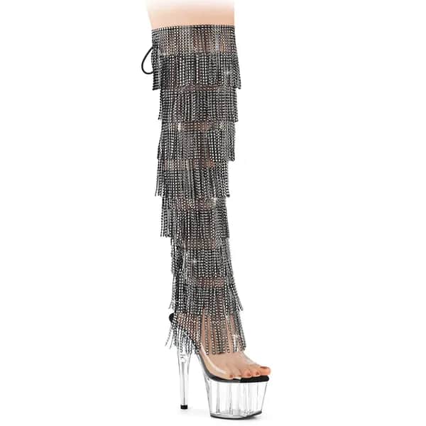 Pleaser ADORE-3019C-RSF Damen Stiefel Transparent Schwarz EU 38