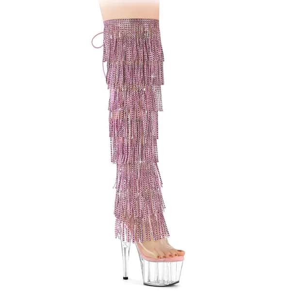 Pleaser ADORE-3019C-RSF Damen Stiefel Transparent Rosa EU 38