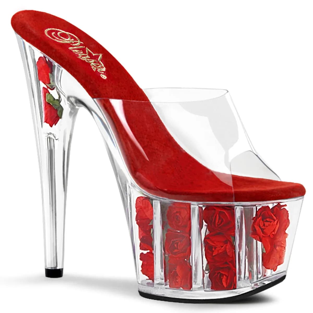 Pleaser ADORE-701FL Damen Slipper Transparent Rot EU 41