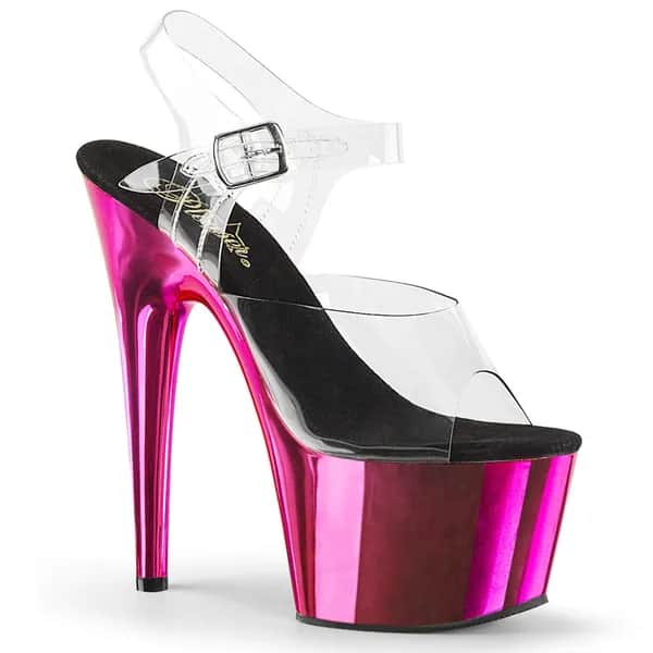 Pleaser ADORE-708 Damen Sandale Transparent Pink EU 35