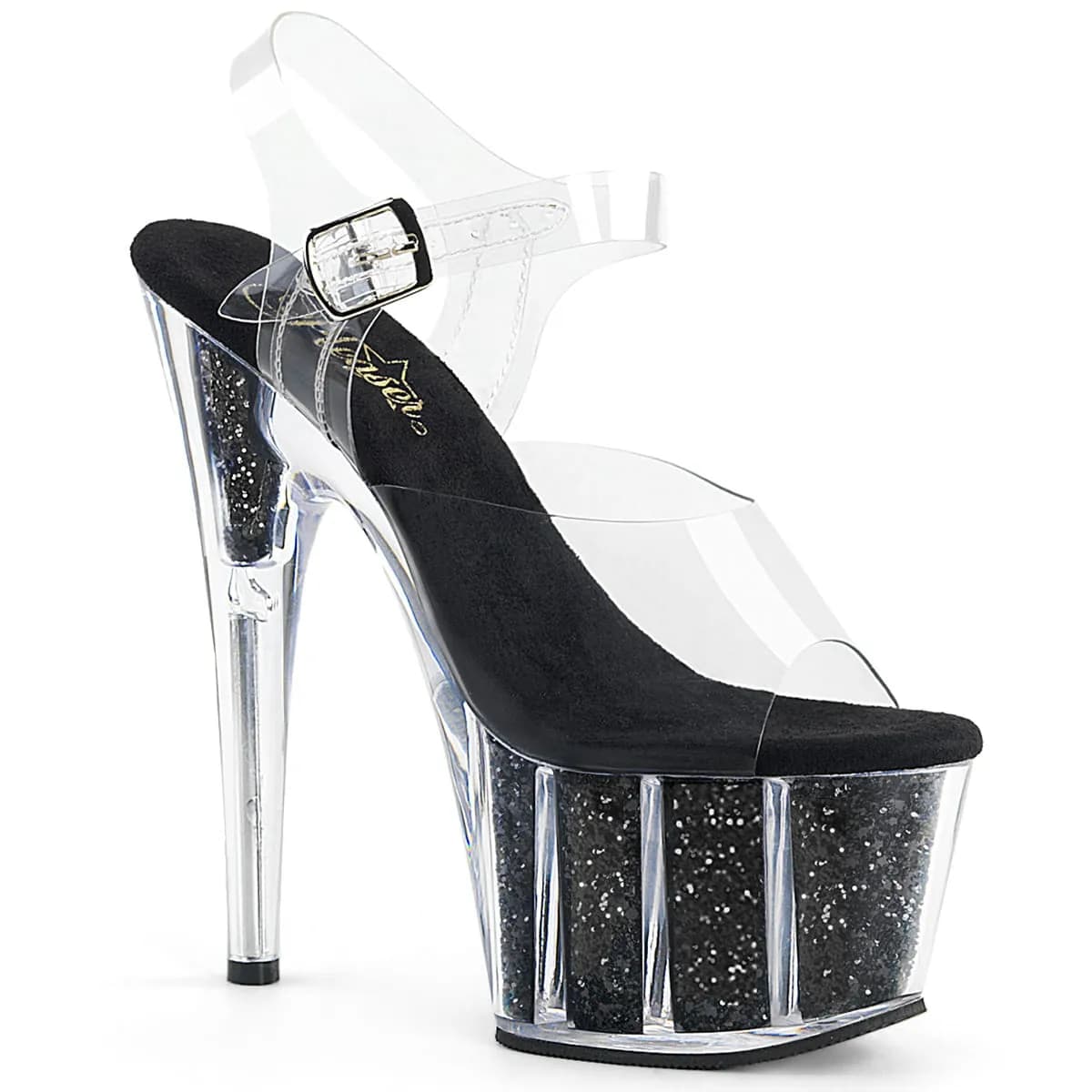 Pleaser ADORE-708G Damen Sandale Transparent Schwarz EU 39