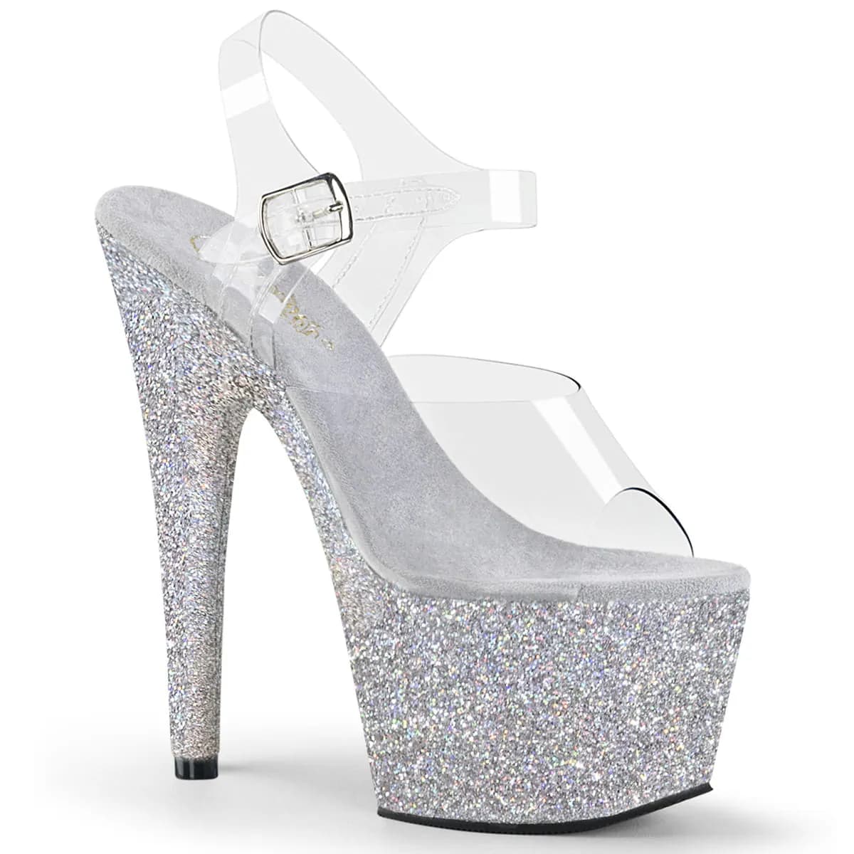 Pleaser ADORE-708HMG Damen Sandale Transparent Silber EU 35