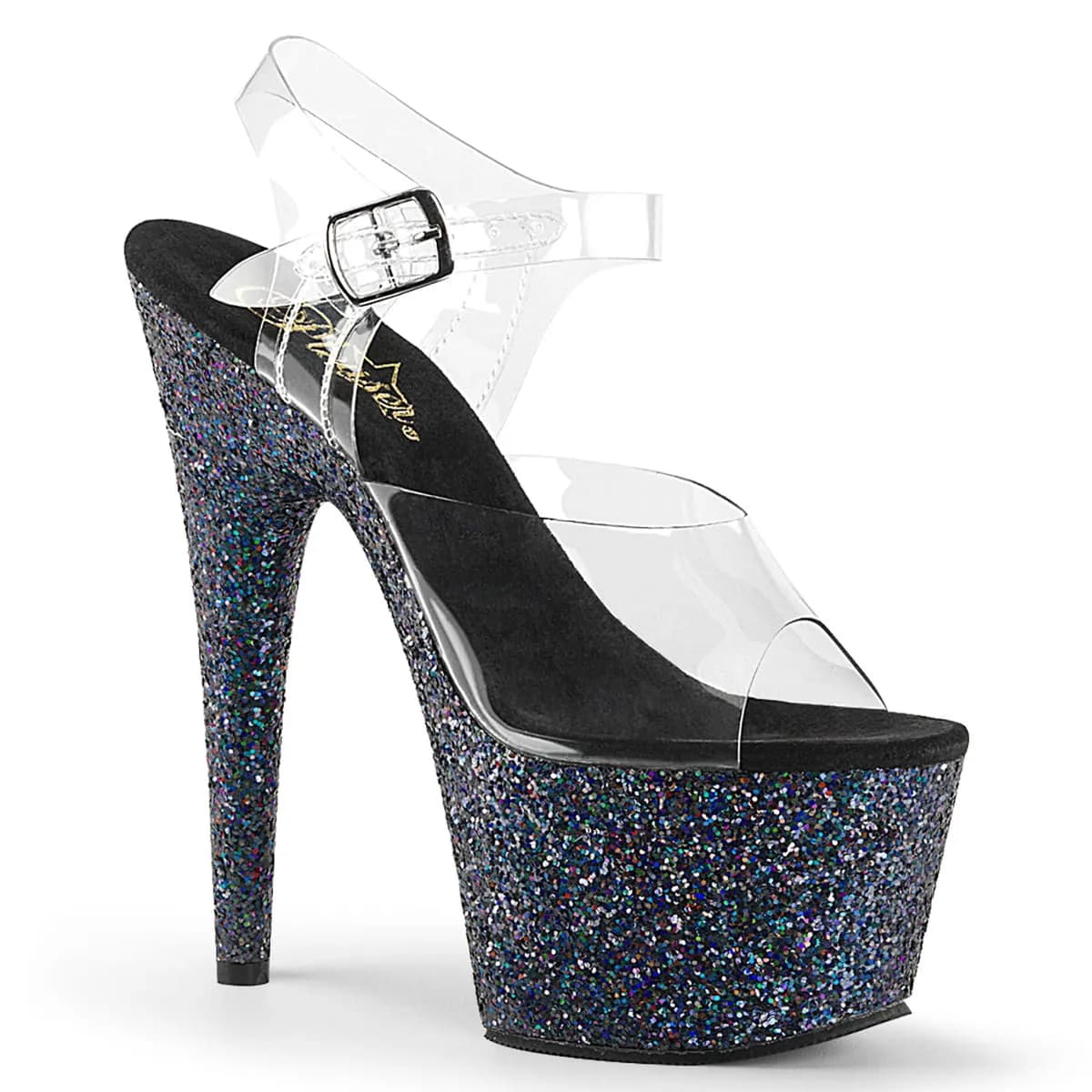 Pleaser ADORE-708LG Damen Sandale Transparent Schwarz EU 35