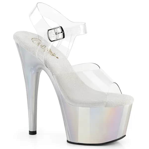 Pleaser ADORE-708LQ Damen Sandale Transparent Silber EU 35