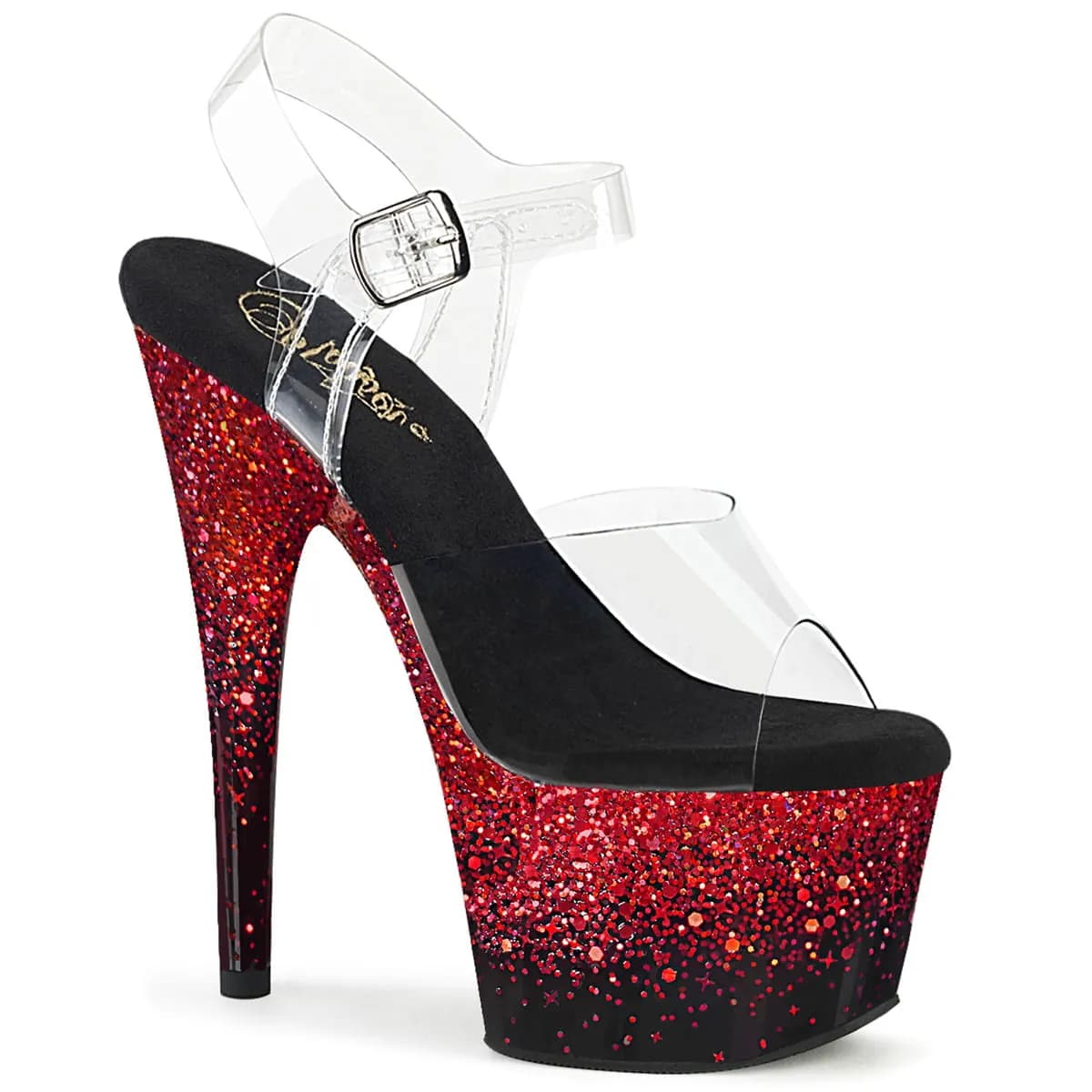Pleaser ADORE-708SS Damen Sandale Transparent Rot EU 38