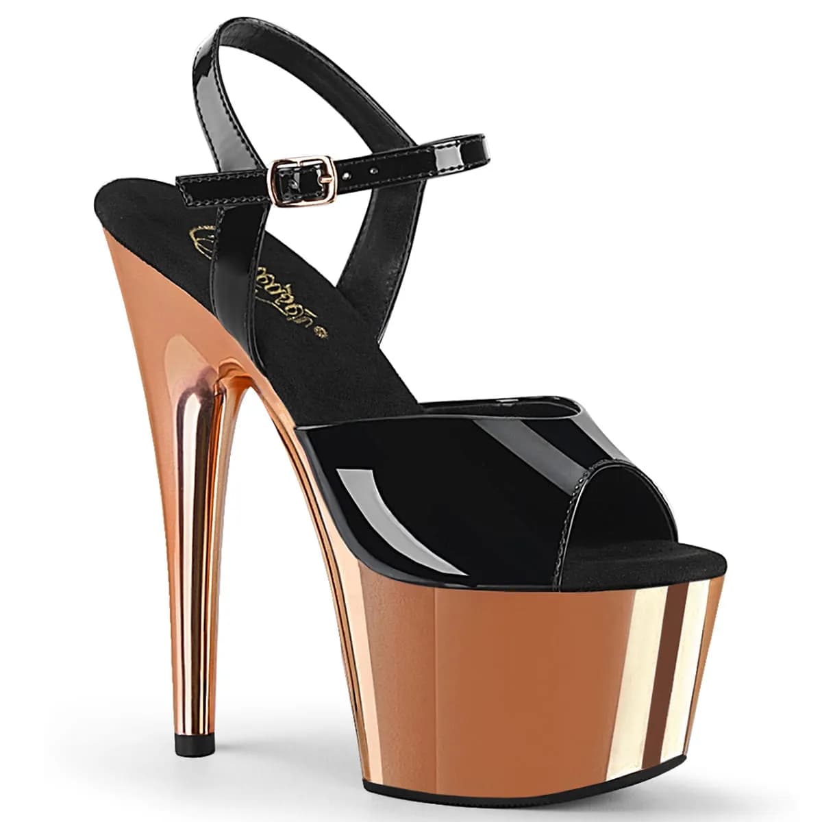 Pleaser ADORE-709 Damen Sandale Schwarz Roségold EU 43