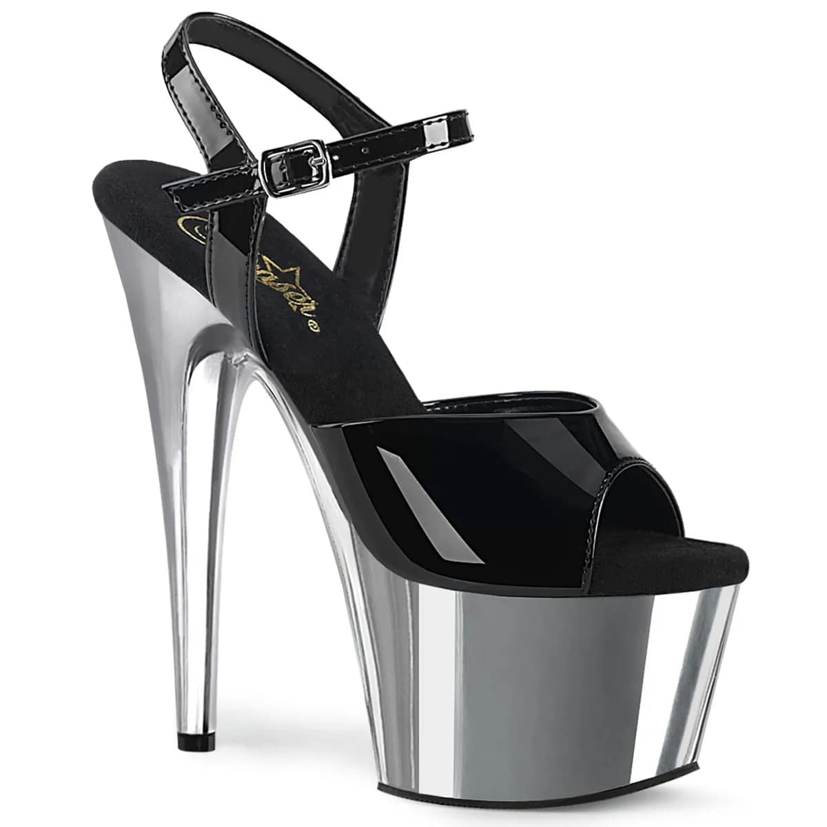 Pleaser ADORE-709 Damen Sandale Schwarz Silber EU 37