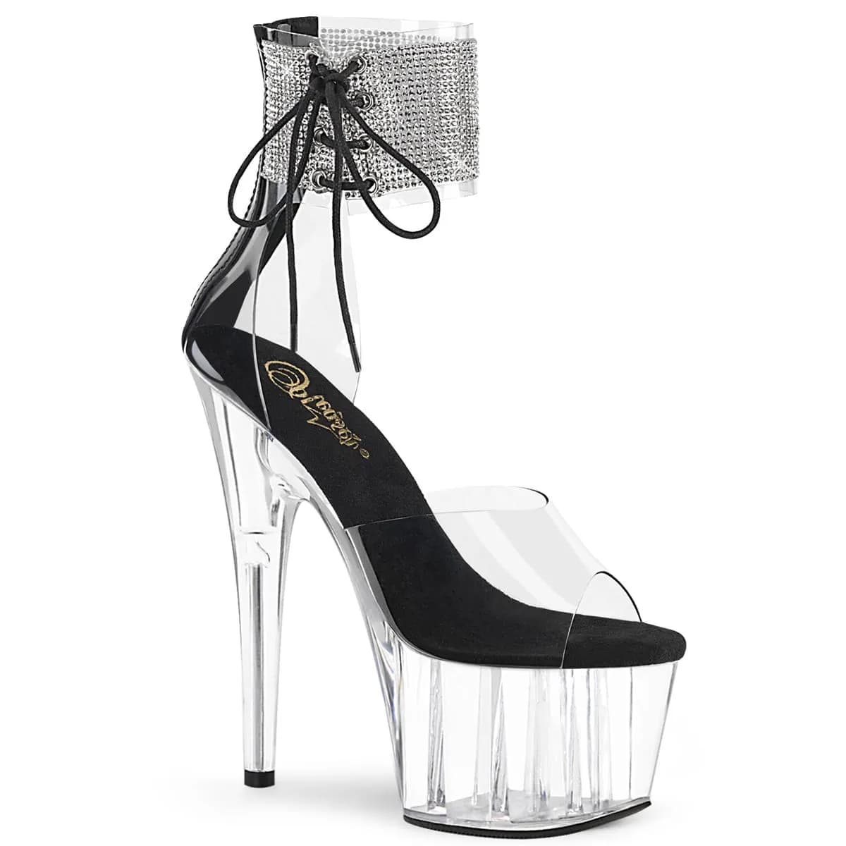 Pleaser ADORE-724RS Damen Sandale Transparent Schwarz EU 42