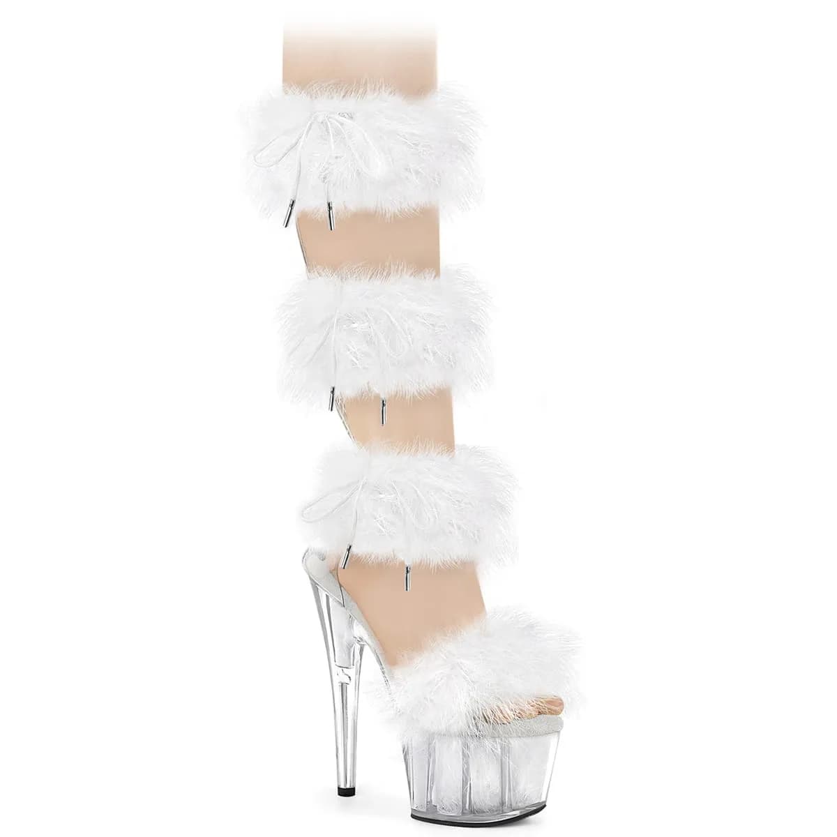 Pleaser ADORE-728F Damen Sandale Transparent Weiß EU 42
