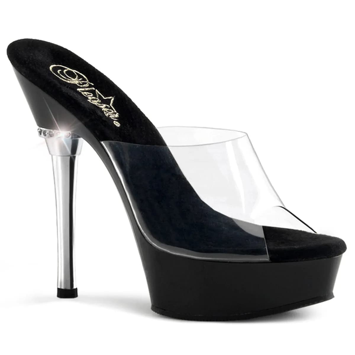 Pleaser ALLURE-601 Damen Sandale Transparent Schwarz EU 42