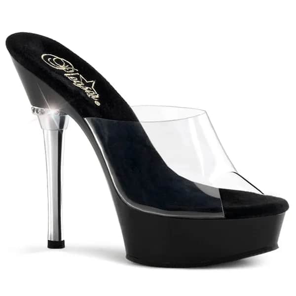 Pleaser ALLURE-601 Damen Sandale Transparent Schwarz EU 42