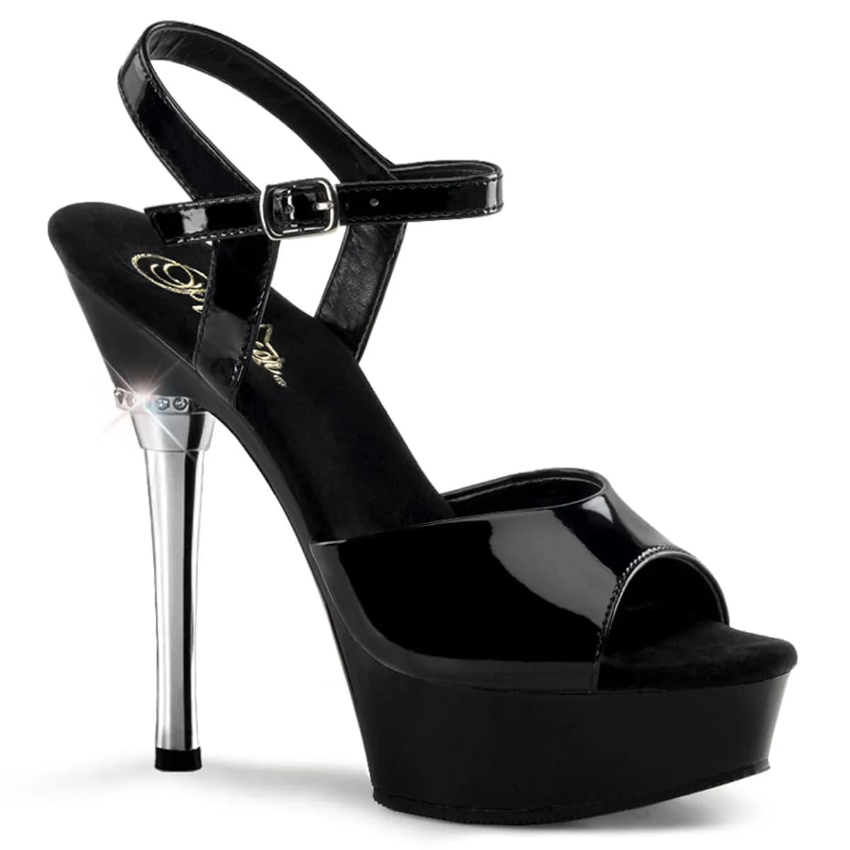 Pleaser ALLURE-609 Damen Sandale Schwarz Lack EU 43