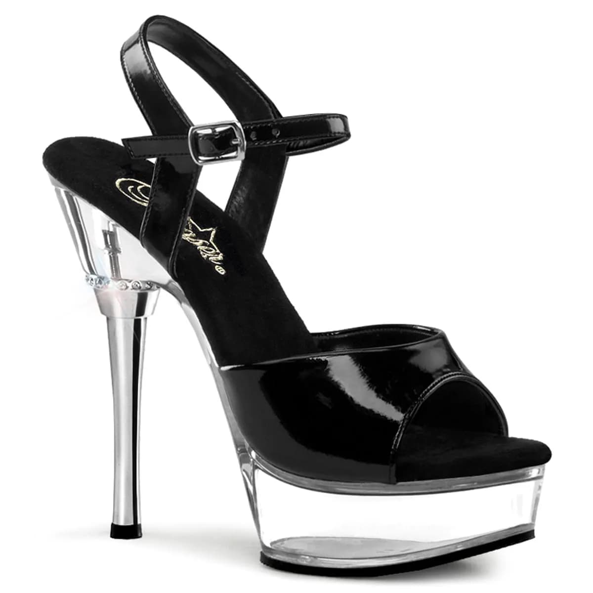 Pleaser ALLURE-609 Damen Sandale Schwarz Transparent EU 38