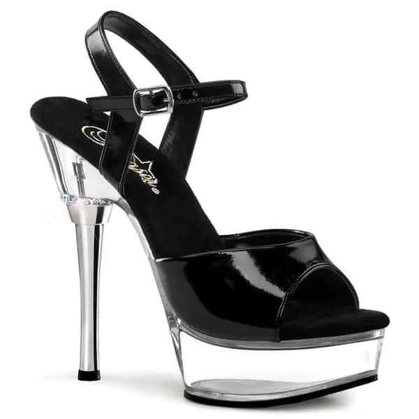 Pleaser ALLURE-609 Damen Sandale Schwarz Transparent EU 38