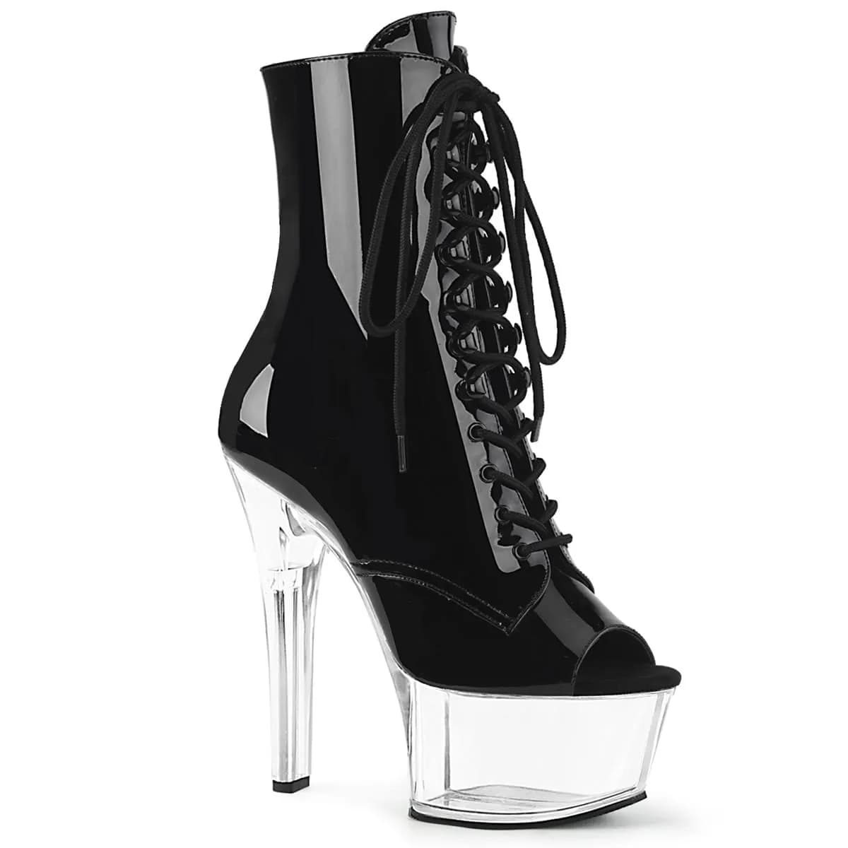 Pleaser ASPIRE-1021 Damen Stiefelette Schwarz Transparent EU 36