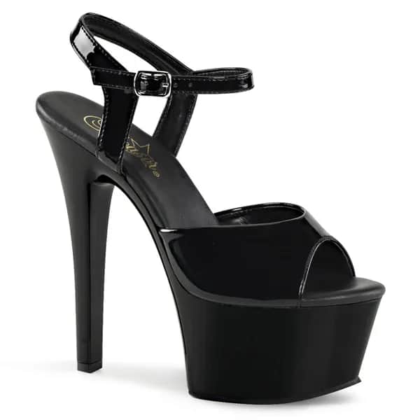 Pleaser ASPIRE-609 Damen Sandale Schwarz Glanz EU 42