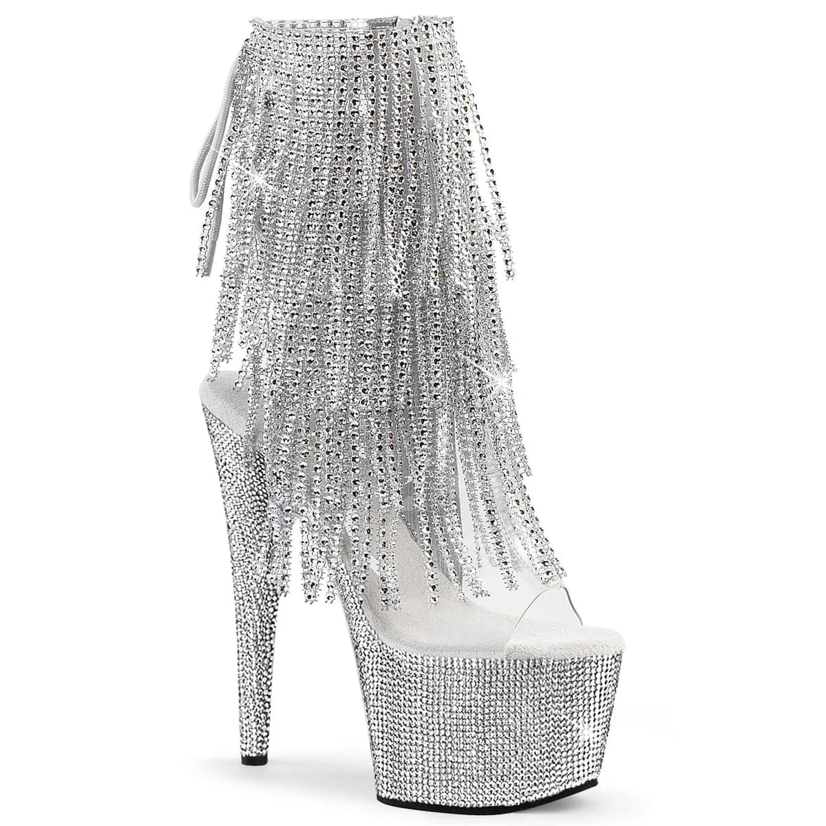 Pleaser BEJEWELED-1017RSF-7 Damen Stiefelette Transparent Silber EU 36