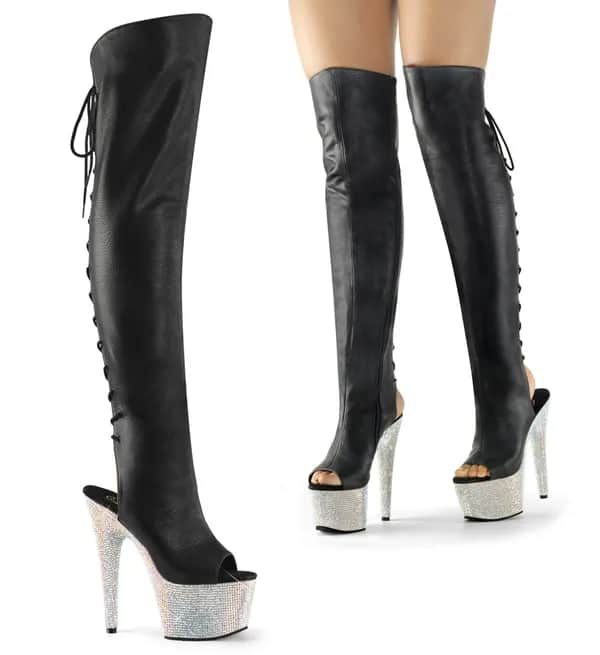 Pleaser BEJEWELED-3019DM-7 Damen Stiefel Schwarz EU 36