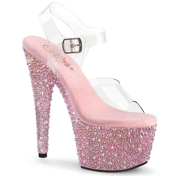 Pleaser BEJEWELED-708MS Damen Sandale Transparent Mehrfarbig EU 37