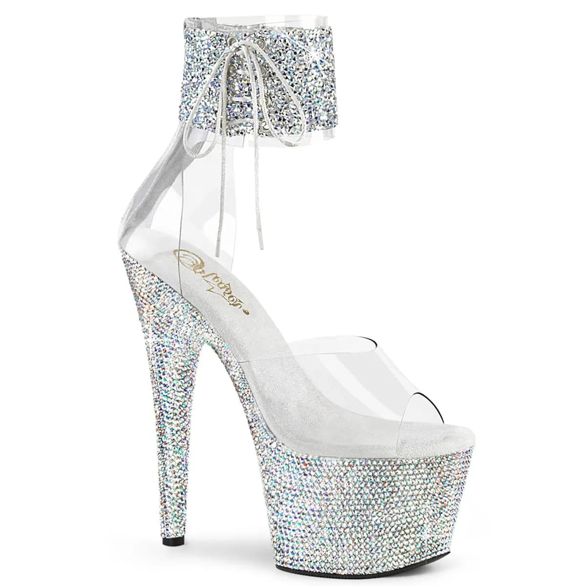 Pleaser BEJEWELED-724RS-02 Damen Sandale Transparent Silber EU 36