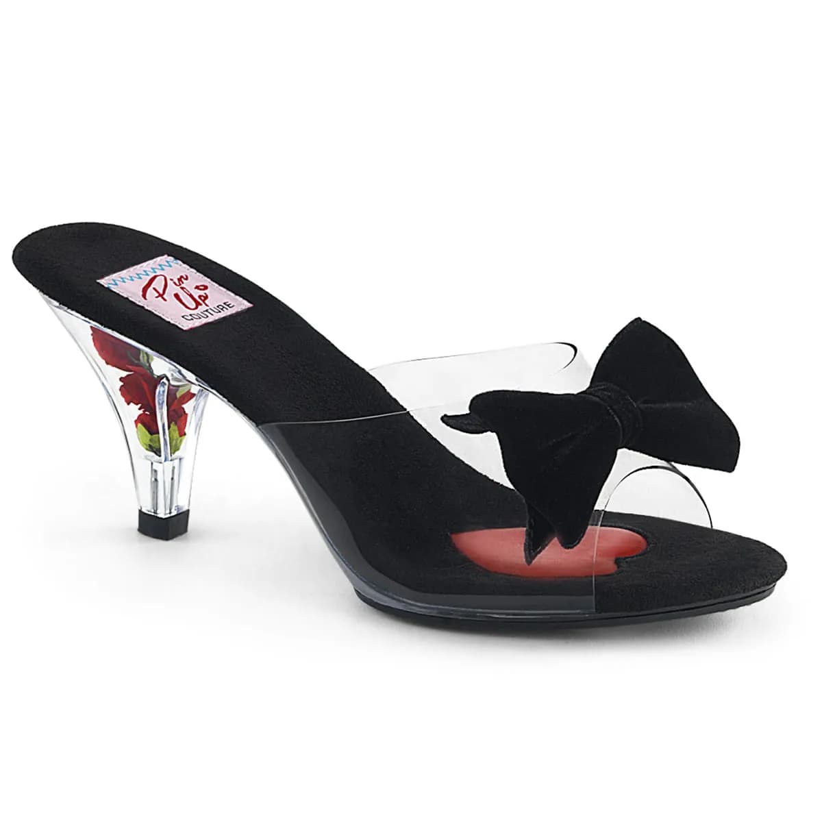Pin Up Couture BELLE-301BOW Damen Slipper Transparent Schwarz EU 39