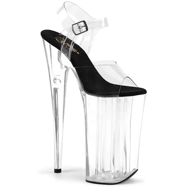 Pleaser BEYOND-008 Damen Sandale Transparent Schwarz EU 40