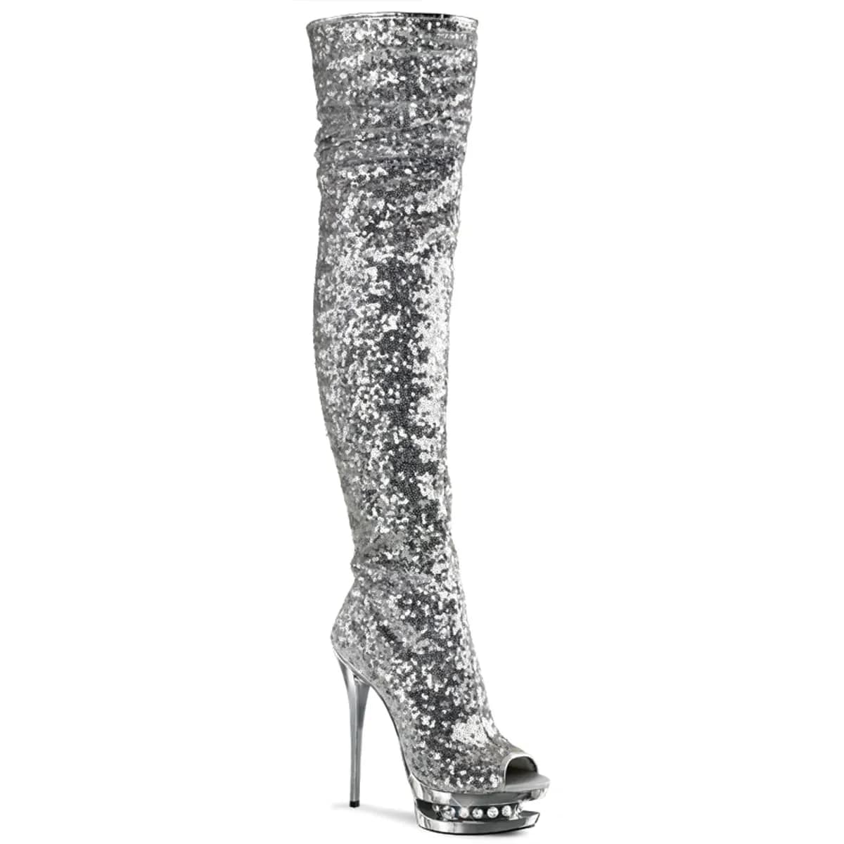 Pleaser BLONDIE-R-3011 Damen Stiefel Silber EU 36