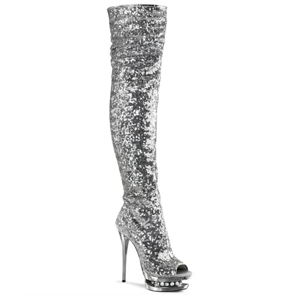 Pleaser BLONDIE-R-3011 Damen Stiefel Silber EU 37