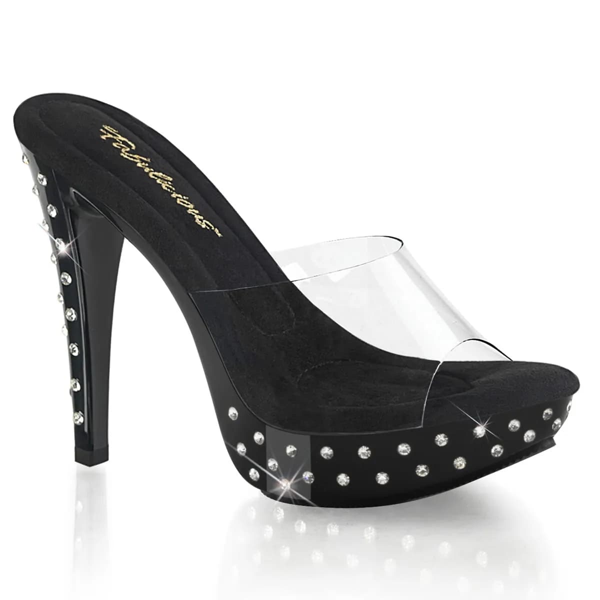 Fabulicious COCKTAIL-501SDT Damen Slipper Transparent Schwarz EU 40
