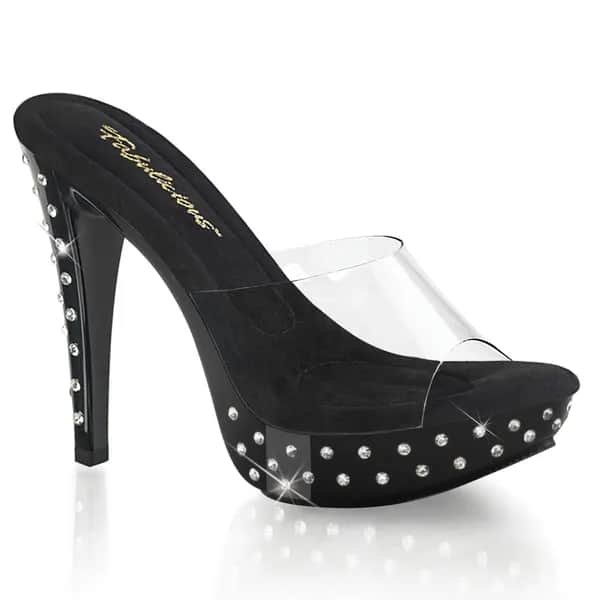 Fabulicious COCKTAIL-501SDT Damen Slipper Transparent Schwarz EU 40