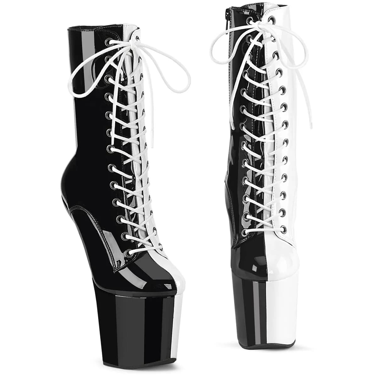 Pleaser CRAZE-1040TT Damen Stiefelette Schwarz Weiß EU 41