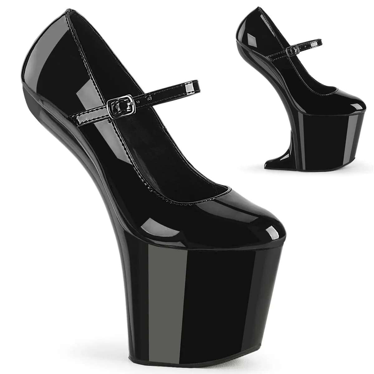 Pleaser CRAZE-880 Damen Pumps Schwarz Glanz EU 39