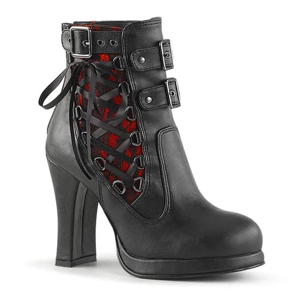 DemoniaCult CRYPTO-51 Damen Stiefelette Schwarz Rot EU 40