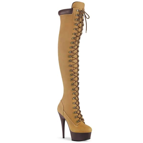 Pleaser DELIGHT-3000TL Damen Stiefel Beige